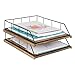 Kate and Laurel Benbrook Stacked Metal and Wood Letter Trays, Rustic Wood and Black