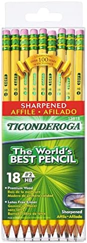 Ticonderoga Wood-Cased Pencils, Pre-Sharpened, 2 HB Soft, Yellow, 18 Count