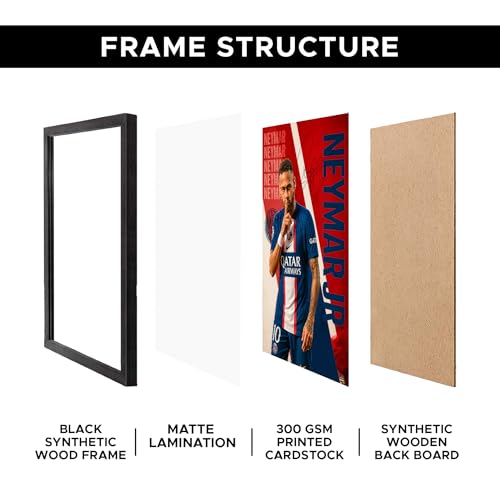Image of CodersParadise PSG Neymer Football Poster Frame | Premium A4 Framed Wall Art for Bedroom, Office & Gaming Setup | Bold Paris-Inspired Soccer Tribute Decor for Fans & Collectors