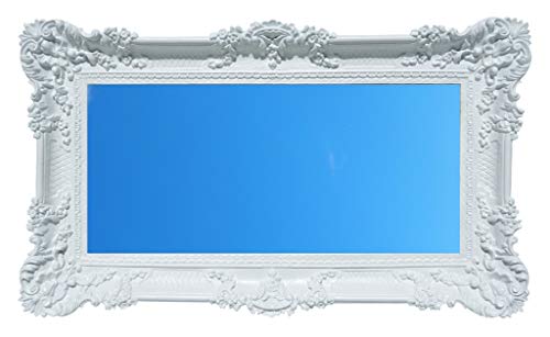 Specchio grande finto vintage in stile barocco, interamente realizzato in resina sintetica con plastica di riciclo.
