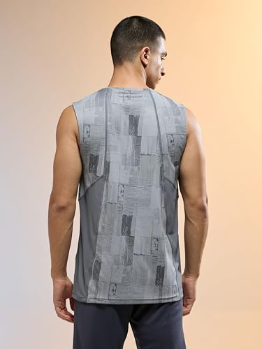 Image of TECHNOSPORT Men's Slim Fit Jacquard Crew Neck Sports Vest with Double Cool, Quick Dry for Sports, Gym & Regular use