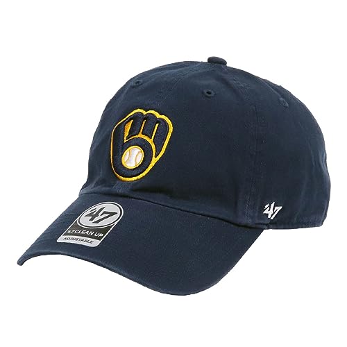 [47 Brand] 47 キャップ クリーンナップ ローキャップ メジャーリーグ 帽子 メンズ レディース ユニセックス ロゴ ミルウォーキー・ブルワーズ ネイビー 紺 Free Size B-RGW13GWS-NYHのサムネイル