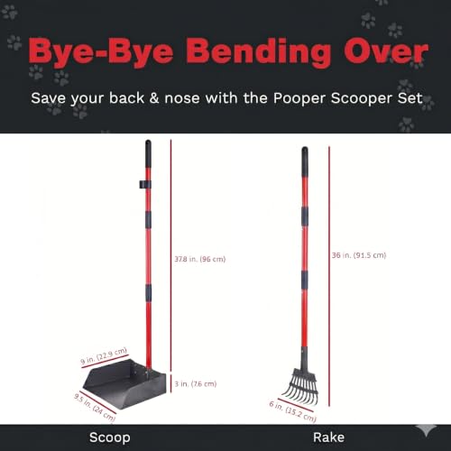Image of Metal Pooper Scooper for Dogs with Heavy Duty Long Handle Rake & XL Tray | Rustproof Aluminum Poop Scooper for Large Dogs with 9 inchW 9.5 inchL Extra Large Tray for Yard, Grass, Dirt & Gravel