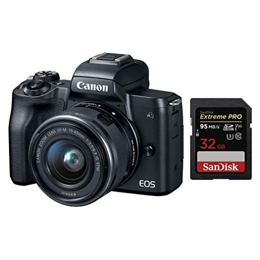 Canon EOS M50 Mirrorless Camera Body and EF-M15-45mm Lens with Dual Pixel CMOS AF and 4K Video and 32GB SDHC UHS-I Card - Black