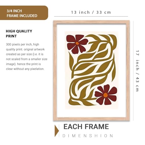 Image of HOTHOUSE Boho Art Home Decoration Painting | Paintings With Frame For Living Room Bed Room Hotel Wall Decor Digital Reprint Set of 3 (13X17 inch)