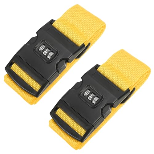 Image of PATIKIL Luggage Straps, 2 Pack Suitcase Straps Adjustable Luggage Belts Strap with Combination Lock for Luggage Suitcases Travel, Yellow