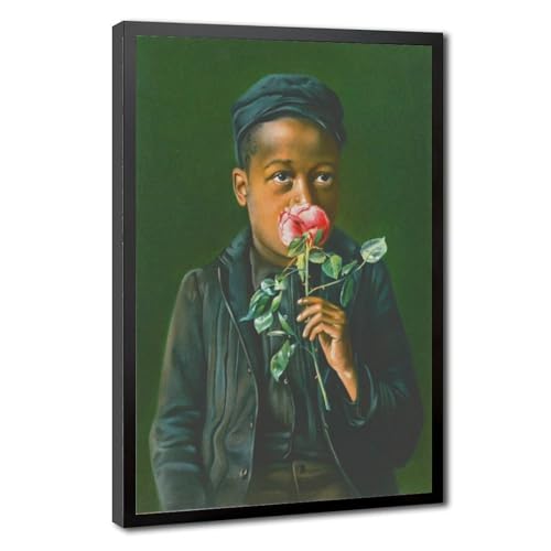 Poster sur toile American Beauty 1895 garçon afro-américain fleurs 20x30 cm