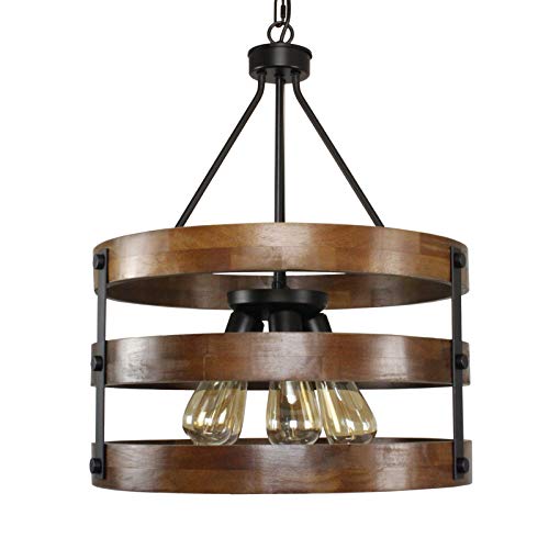 PUZHI HOME Farmhouse Wood Flush Mount Ceiling Light Fixtur (Farmhouse-5 Light)