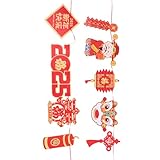 Cabilock Chinesisches Neujahrsbanner Doppelseitig Bedruckt Glücksdeko Banner für Festliche Wand Fensterdekorationen DIY Lunar Year Party und Feierlichkeiten