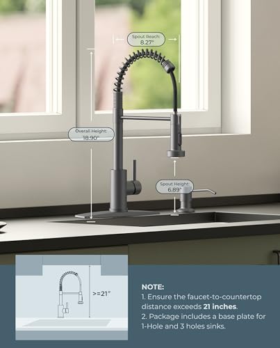 Image of FORIOUS Kitchen Faucet with Pull Down Sprayer, Stainless Steel Commercial Single Handle Classic Spring Pull Out Sink Faucet for Pot Filler, Farmhouse Camper Bar Laundry Room, Grey