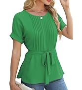 CiCiBird Women Dressy Casual Shirt Summer Peplum Tops Work Pleated Blouse