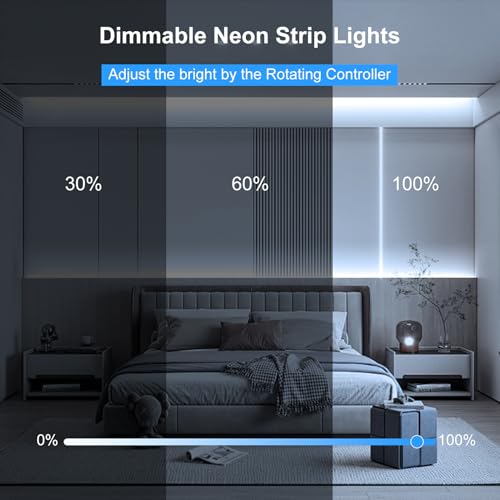 Cinta LED Neón Flexible 33 Pies 24V Dimmable Blanco Frío miniatura 3
