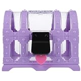 Toyvian Caja de joyería para niñas con cerradura en forma de cofre del tesoro para regalos de baratija, pinzas para el cabello (caja de joyería de rosa morada