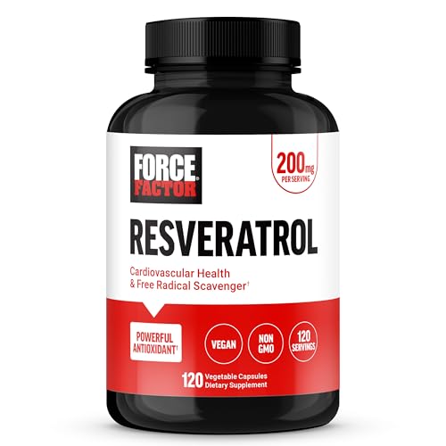 Image of Force Factor Resveratrol Supplement to Support Heart Health, Antioxidants Supplement and Free Radical Scavenger Made with Japanese Knotweed, Vegan, Non-GMO, 120 Vegetable Capsules