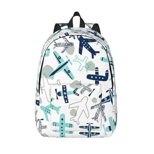 Mochila casual para adultos con diseño de avión y gran capacidad de almacenamiento