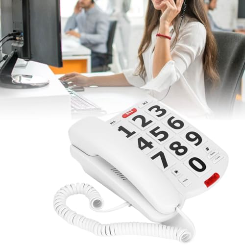 BTER Big Button Corded Phone,Amplified Corded Phone with Speed Dialing & Loud Ringer,Home Landline Phone for Seniors,Alzheimer's,Dementia,Hearing Impaired,Visually Impaired (White) by BTER - Image 3
