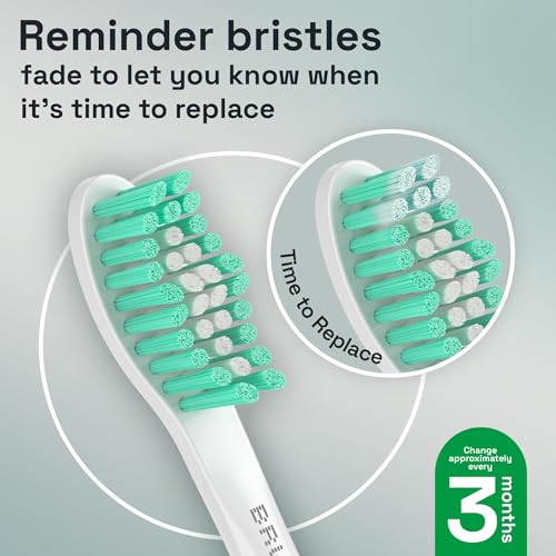 Image of Brushmo e-Series Total Clean Replacement Toothbrush Heads, Compatible with Philips Sonicare Screw-on Electric Toothbrush Handles, 6 Standard Heads, Medium Firm Dupont Bristles, BM726-bg, White