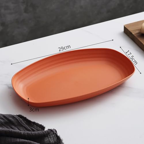 Image of Unbreakable Round Food Tray for Dessert, Dinner, Cereal, Party, Steak, Pizza, Dessert, Pasta, Salad, Fruit, Adult &Toddler Baby Kids Dishwasher & Microwave Safe (Orange, Pack of 2)
