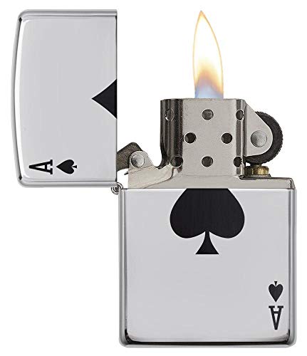 Zippo Lucky Ace de cromo pulido, encendedor de alta calidad con grabado de as de picas 4