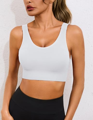 Leversic Sports Bra Women High Impact Wirefree Workout Bras Adjustable Straps Removable Padding Running Bras Gym Bra for Fitness Exercise(White,L) - Image 2