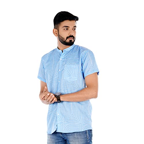 Image of Venisa Men's Cotton Blended Printed Casual Shirt