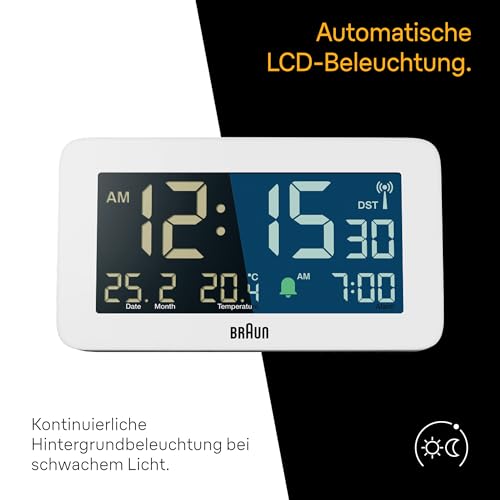 Braun Funkwecker BC10W-DCF mit digitaler Anzeige und DCF-Funktion