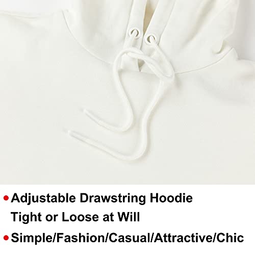 Alimeimei Womens Micro Fleece Hoodie With Pockets Athletic Hooded Sweatshirt Pullover Soft Cotton Hoodies For Women (White, S) #TOP3