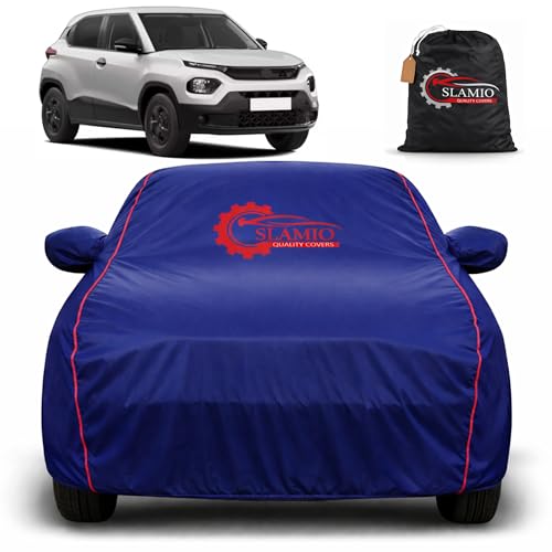 Image of Car Cover for Tata Punch 2021-2026 | 100% Waterproof Heavy-Duty 3-Layer Car Body Cover | All-Weather Rain, UV, Sun & Dust Protection | Custom Fit | Mirror & Antenna Pockets | Navy Blue