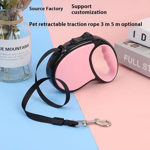 Automatisch einziehbare Hundeleine, geeignet für kleine/mittelgroße/große Hunde, rutschfester Griff, 360° Drehung ohne Verheddern, Outdoor-Hundeleine (3 m/5 m) (801 braun, 3 m)