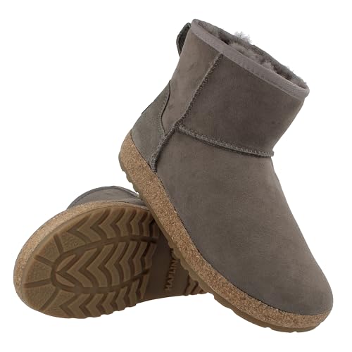 HAFLINGER Lammfell Leder Boots Aino Outdoor Stiefel unisex Grau (Anthrazit 4), Gr 43