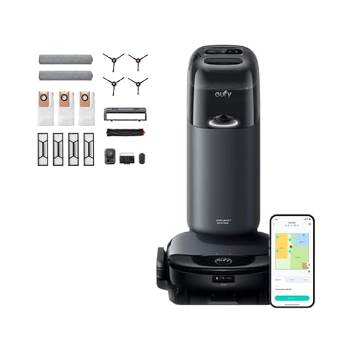 eufy S1 with All-in-One Station, HydroJet System with Roller Mop, Robot Vacuum and Mop Combo, Incredible Suction, Obstacle Avoidance + Official Access