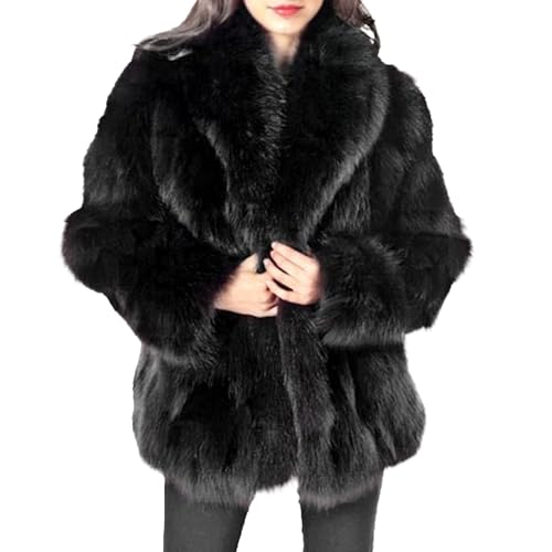 Abrigos de visón para mujer, abrigo de invierno cálido y esponjoso piel sintética, abrigo largo medio, chaqueta parka holgada, grueso talla grande