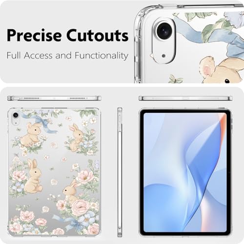 AdorableWhimsy Cute Floral Bunny Case for iPad 10th Generation 2022 10.9"/ iPad (A16) 11th Gen 2025 11" Kawaii Animal Lovely Design Clear Protective Slim Tablet Cover Shockproof Transparent Hard Shell by AdorableWhimsy - Used condition - Image 2