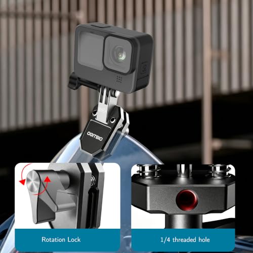 Image of Motorcycle Windshield Camera Mount for Insta360 X6 X5 X4,for Gopro Hero | All CNC Aluminum ,Quick Release, Motorbike Windscreen Clamp Mount with 1 /4 inch Adapter for DJI Action 6 /5 /4 /3,OSMO 360 Ace Pro 2