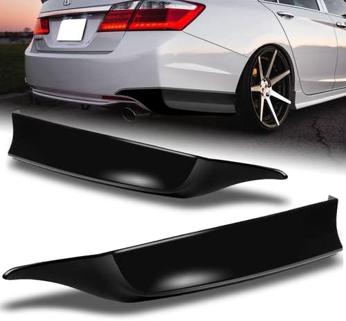 2 Pieces HFP Style Polyurethane Rear Bumper Lip Spoiler Splitter Body Kit Trim Protection Compatible with 2013-2015 Honda Accord 4DR Sedan, 2014 (Unpainted Black)