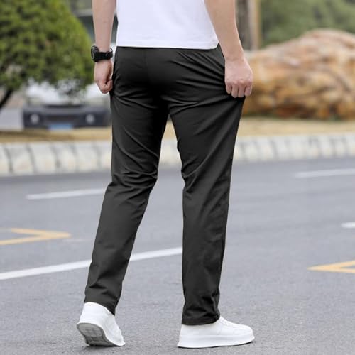 eoeioa Straight Leg Chinos Pants Men Lounge High Waisted Drawstring Chino Pants Fall Regular Fit Beach Pant with Pockets3