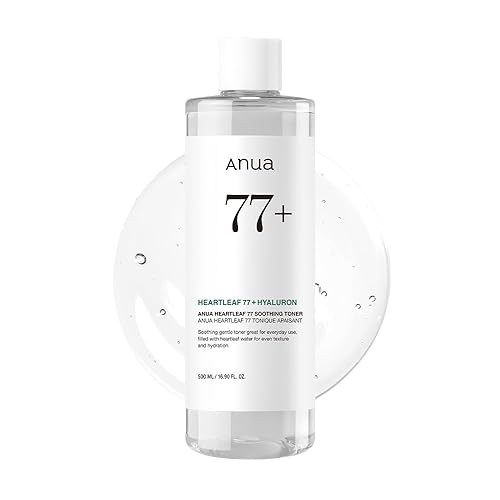 Anua Heartleaf 77 Soothing Toner I pH 5.5 Skin Trouble Care, Calming Skin, Refreshing, Purifying (500ml / 16.9 fl.oz.) - Unscented - 16.9 Fl Oz (Pack of 1)