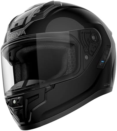 Sena Phantom Full Face Smart Motorcycle Helmet with Integrated Communications, LED Lighting, and 2nd Generation Sound by Harman Kardon (Gloss Black, XL)