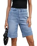 luvamia Denim Stretch Shorts for Women Denim Bermuda Shorts Womens Clothes Trendy Blue Jean Shorts for Women Lakeside Blue Size X-Large