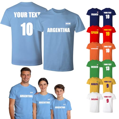 2026 Custom Soccer T-Shirt Family Matching Sport Shirt Personalized Couple Tops for Soccer Fans with Stickers and Tournament Bracket, Men, M, SkyBlue