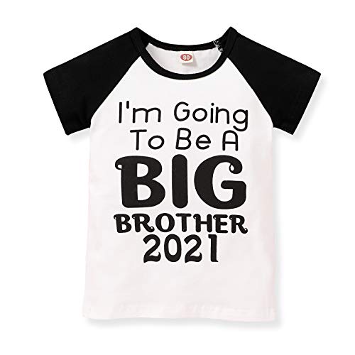 Toddler Kids Baby Boy Tee I'm Going to Be A Big Brother T-Shirt Long Sleeve Tops (2021 Black Short Sleeve T-Shirt, 4-5 T)