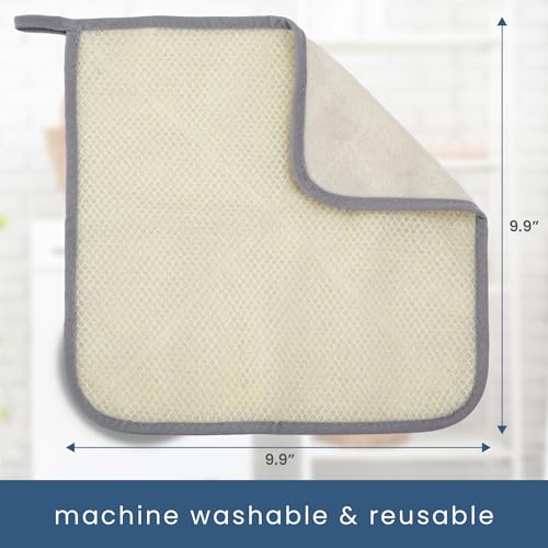 S&T INC. Exfoliating Washcloths, Dual Sided for Face and Body Scrub Towel, 9.9 Inch x 9.9 Inch, Grey, 3 Pack