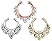 Septum anneau 3 pcs HOT Unisexe Clip Sur Septum Faux Nez Anneau Hoop Non Piercing Hanger Nose Anneaux Tribal Fan Strass Clicker Corps Bijoux