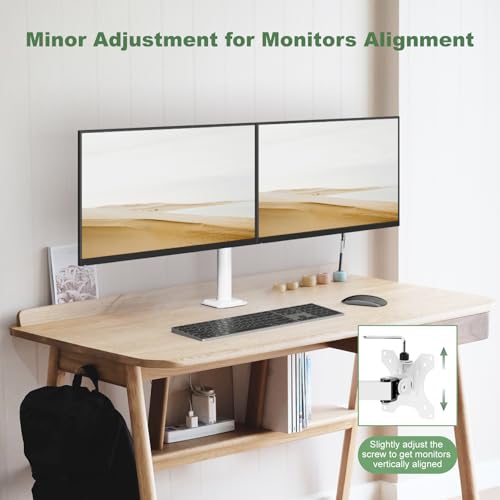 UPGRAVITY Dual Monitor Mount Stand for Two 17\"-32\" Flat/Curved Computer Screens, Fully Adjustable Dual Monitor Arms Hold up to 17.6lbs, VESA 75x75/100x100mm, C-Clamp/Grommet Base, White
