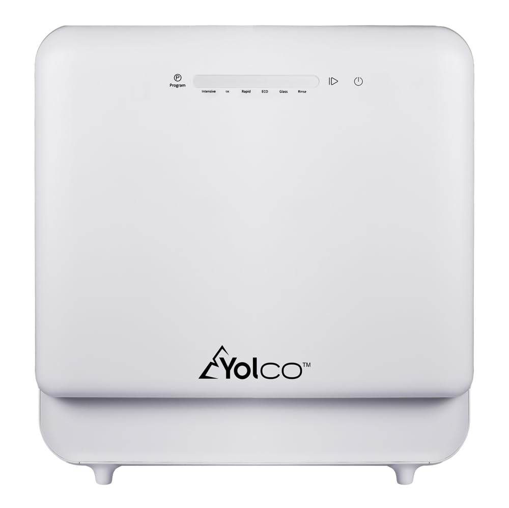 Yolco DWM01 Tragbare Mini Spülmaschine 5L Wassertank – Kompakte Tischgeschirrspüler ohne Festwasseranschluss, 230V, Ideal für Camping, Wohnmobil & Kleine Küchen