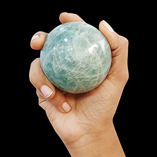 Image of Shubhanjali Amazonite Crystal Ball for Home Decorative Items 150-200 Gm Polished Round Gemstone Amazonite Stone Ball for Crystal at Home Office Desk Kids Table