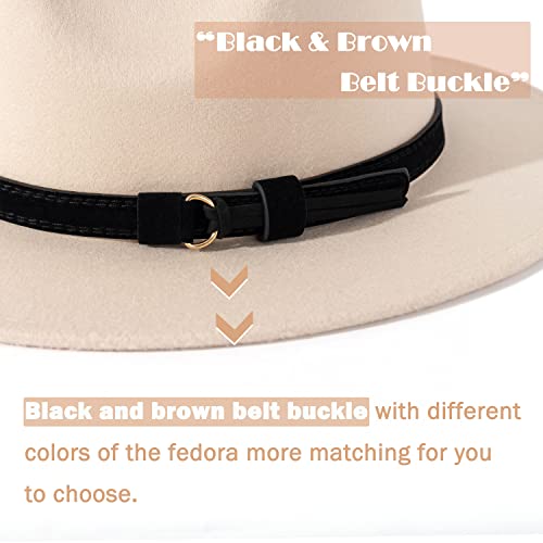 Image of Lisianthus Men & Women Vintage Wide Brim Fedora Hat | Classic Belt Buckle Decor, Adjustable Drawstring, Inner Breathable Sweatband, Timeless Style, Ideal for Travel & Daily