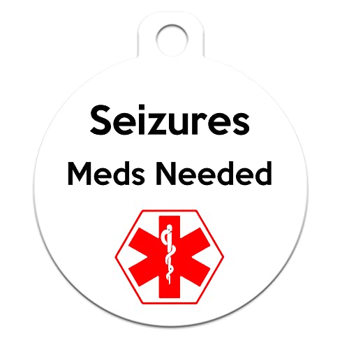 Medical Alert Dog Cat Pet ID Tag - Seizures Meds Needed - Personalize Colors and Add Contact Info to Back