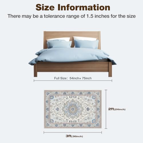 YBYX 2x3 Washable Rug for Entryway, Vintage Floral Carpet — view 2