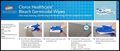 Clorox Healthcare Bleach Germicidal Wipes, 20 Count Soft Pack (31469),White